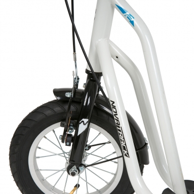 Самокат внедорожный Novatrack STAMP N1, ручные тормоза V-brake, крылья, дропаут, белый
