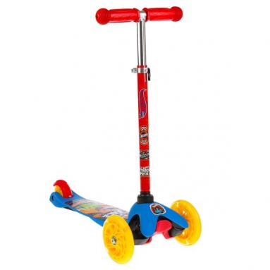 Hot Wheels. Самокат 3кол., упр.накл., кол. ПУ 120и80, свет, рег.рул.стойка