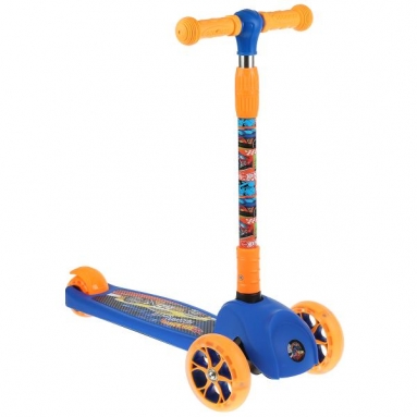 Hot Wheels. Самокат 3кол., складн., упр. наклоном, колеса PU 120 и 80, свет, рег.выс.