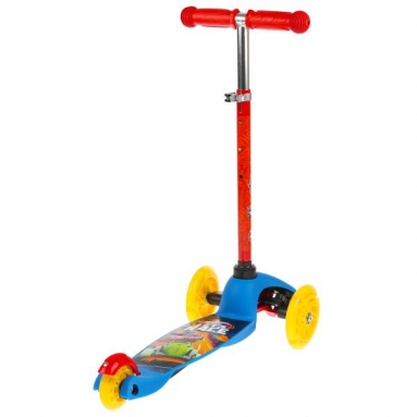 Hot Wheels. Самокат 3кол., упр.накл., кол. ПУ 120и80, свет, рег.рул.стойка